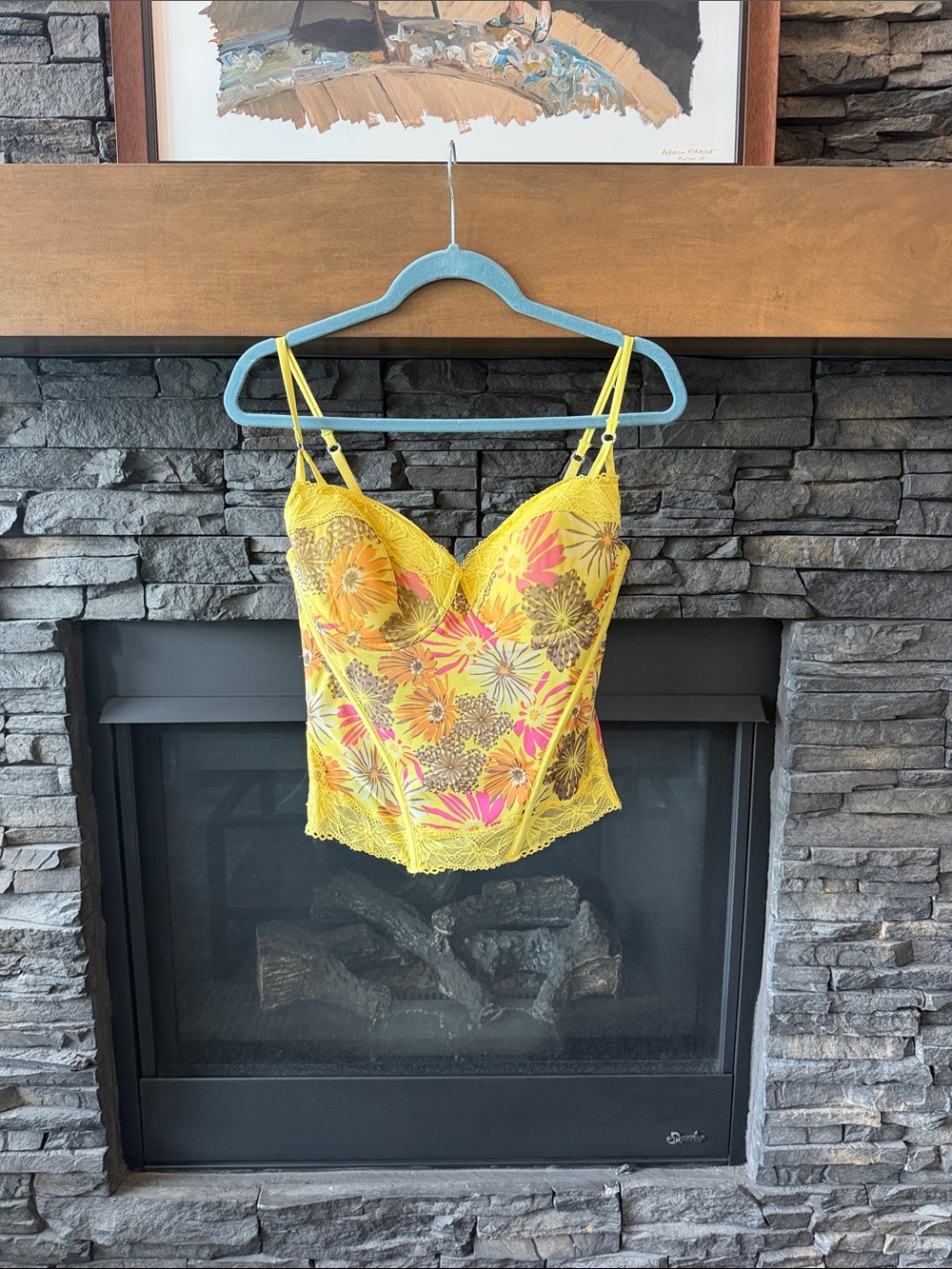 La SENZA Yellow Floral Lace Bustier Top